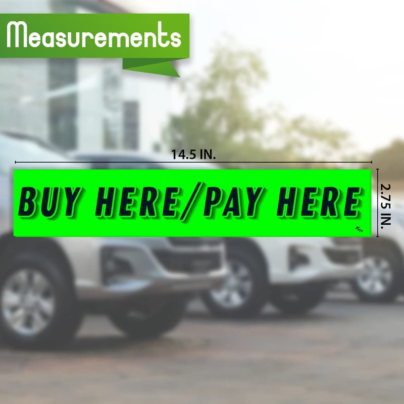 Versa-Tags Chartreuse Green Vinyl Slogan Stickers - 12-Pack for Car Dealer Windshield Advertising, Perfect for Used/New Car Truck RV Lots Slogan-Buy-Here-Pay-Here-Stickers - Image 2
